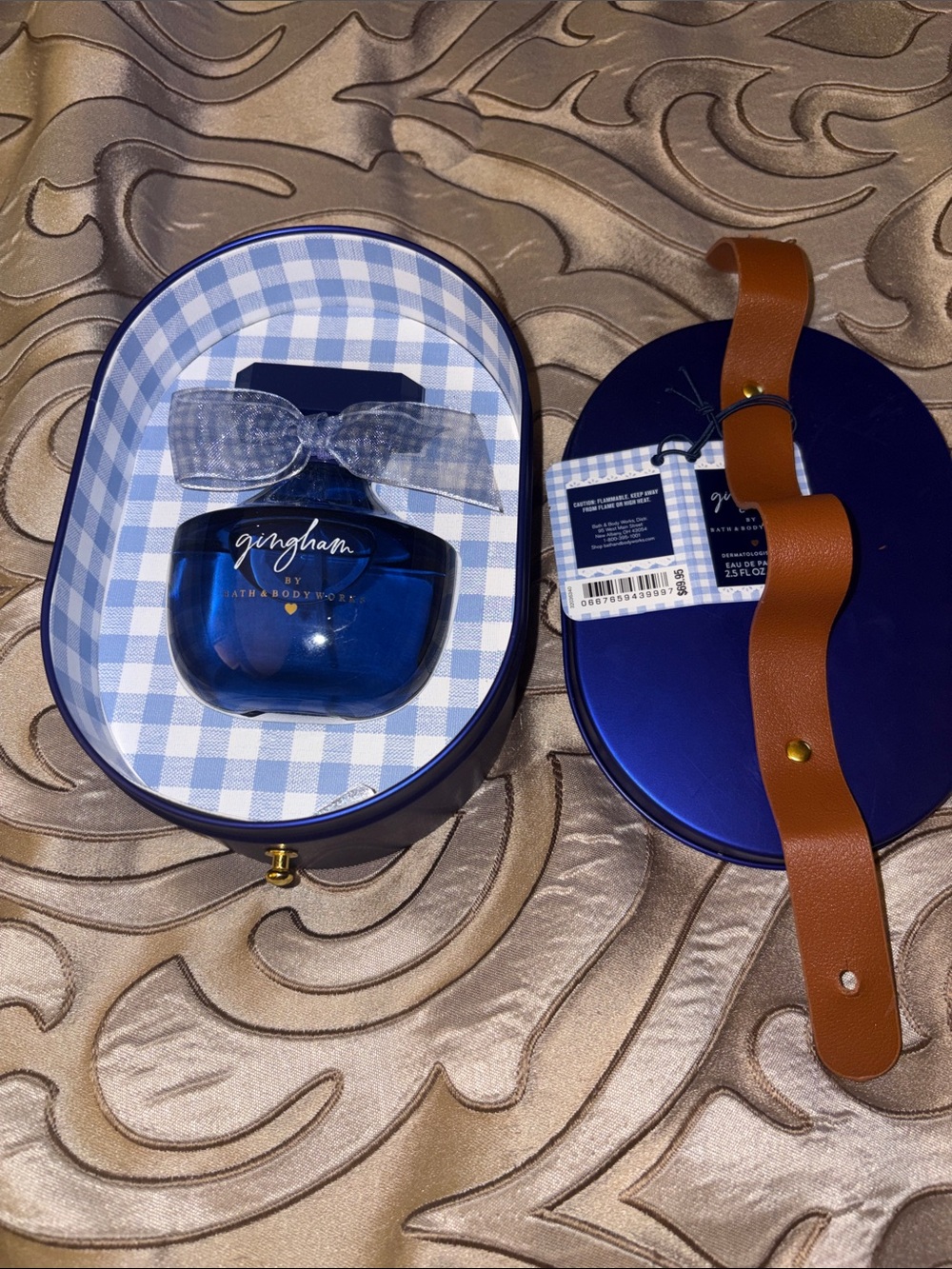 Bath & Body Works Gingham Fragrance Set in Blue Tin New
